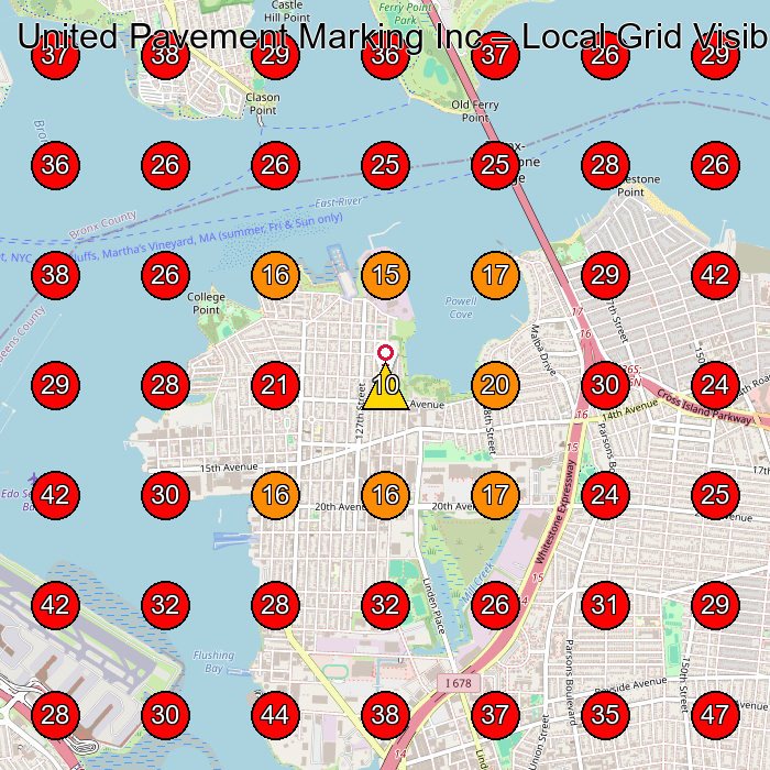 United Pavement Marking Inc GeoGrid visibility map for Paving Contractor in Queens